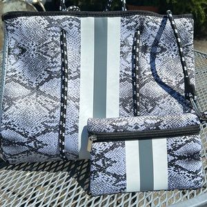 Snakeskin Neoprene Tote and Wristlet